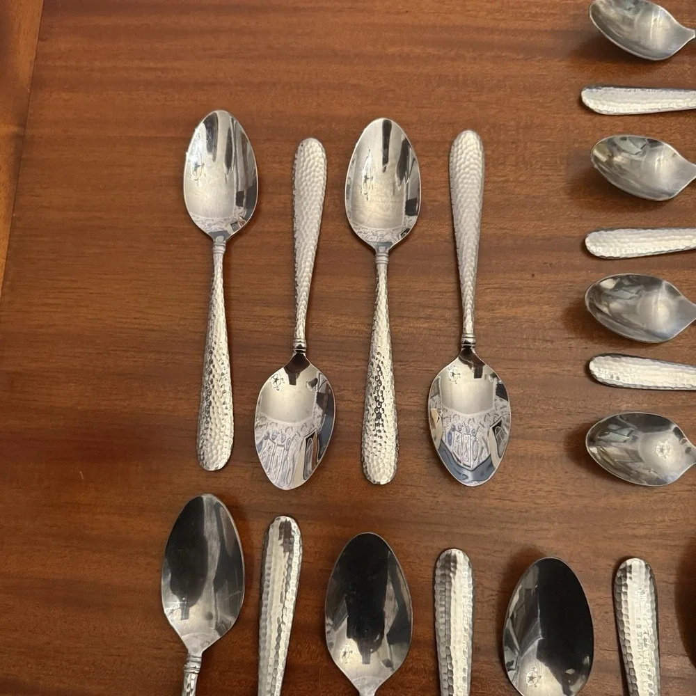 58-Piece Hammered Stainless Steel Flatware Set – Towle Logan + Unbranded MIx Lot